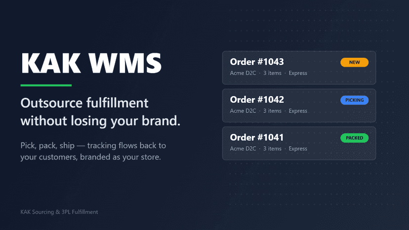 KAK WMS feature banner — outsource fulfillment