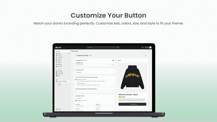 customize pre-order button