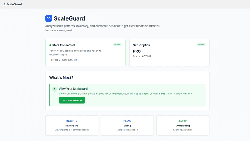 ScaleGuard dashboard