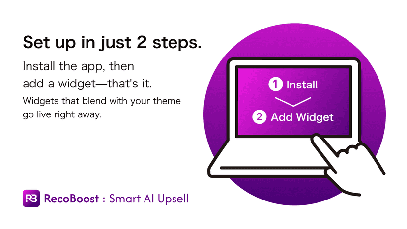 Two-step setup: install the app and add a recommendation widget