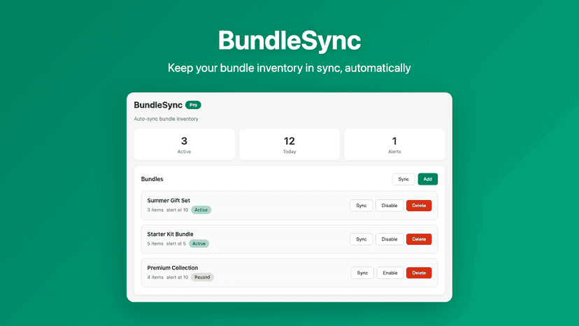 BundleSync dashboard showing bundle inventory management with au