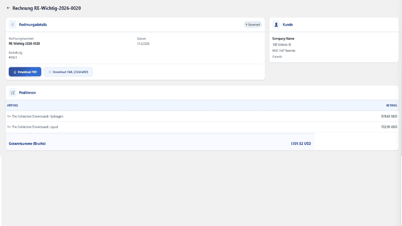 Invoice view