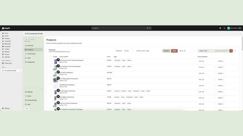 Assign rules to products/variants with ease