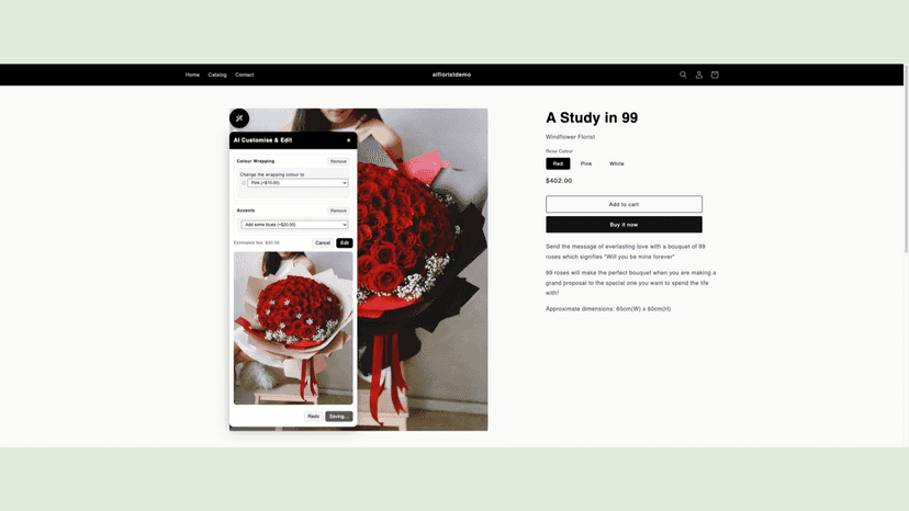 Storefront Widget for customers to edit on your product page