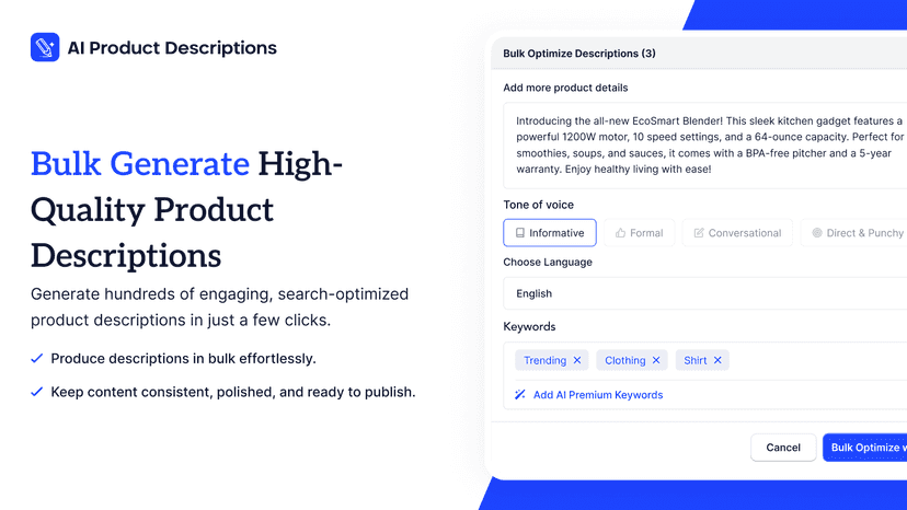 bulk generate product descriptions