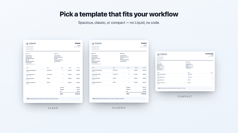 Clean, classic and compact PDF template style options