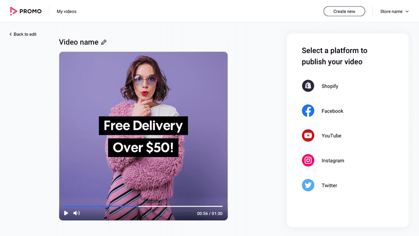 Publish on your store or on your social channels