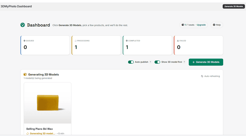Publish in one click so customers can view in 3D
