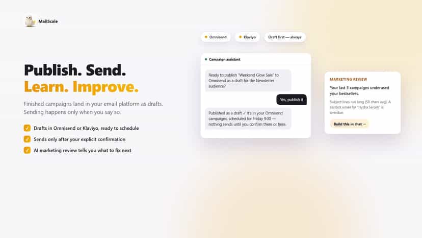 Publish your emaisl to Omnisend or Klaviyo with one button