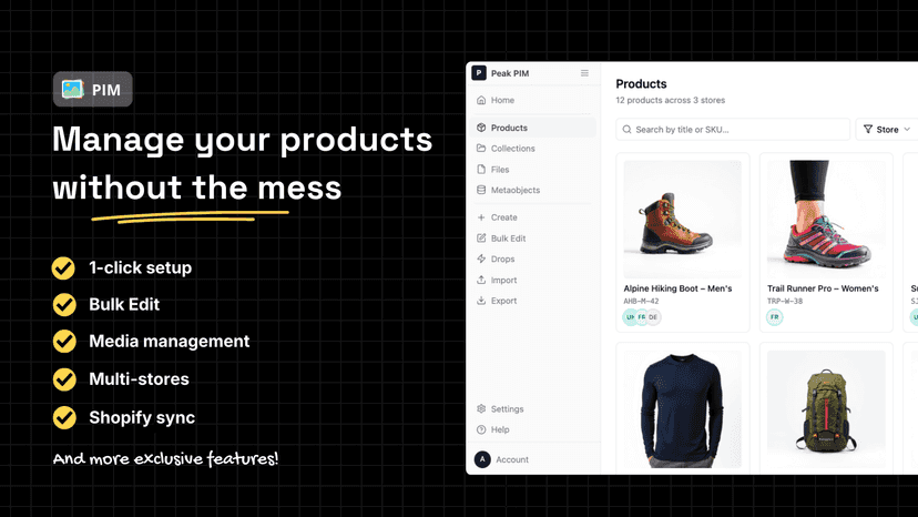 Shopify native PIM - Multi-stores, bulk edit & more