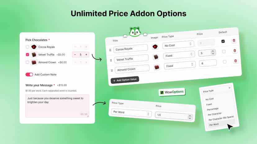 Unlimited price addon options.