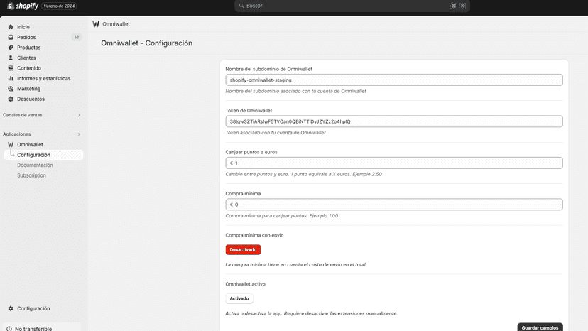 Configuration page