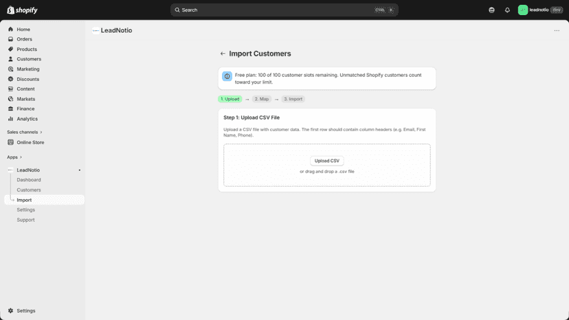 Import Customers Page