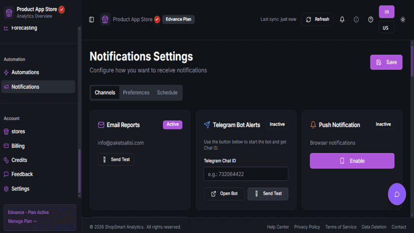 Notifications Settings Configure how you want to receive