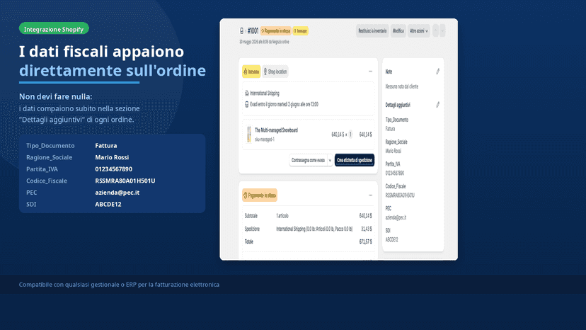 Dati fiscali del cliente visibili direttamente nella scheda ordi