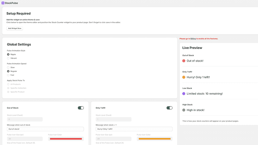 Settings Page