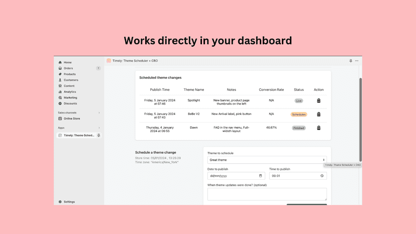 works directly in your dashboard