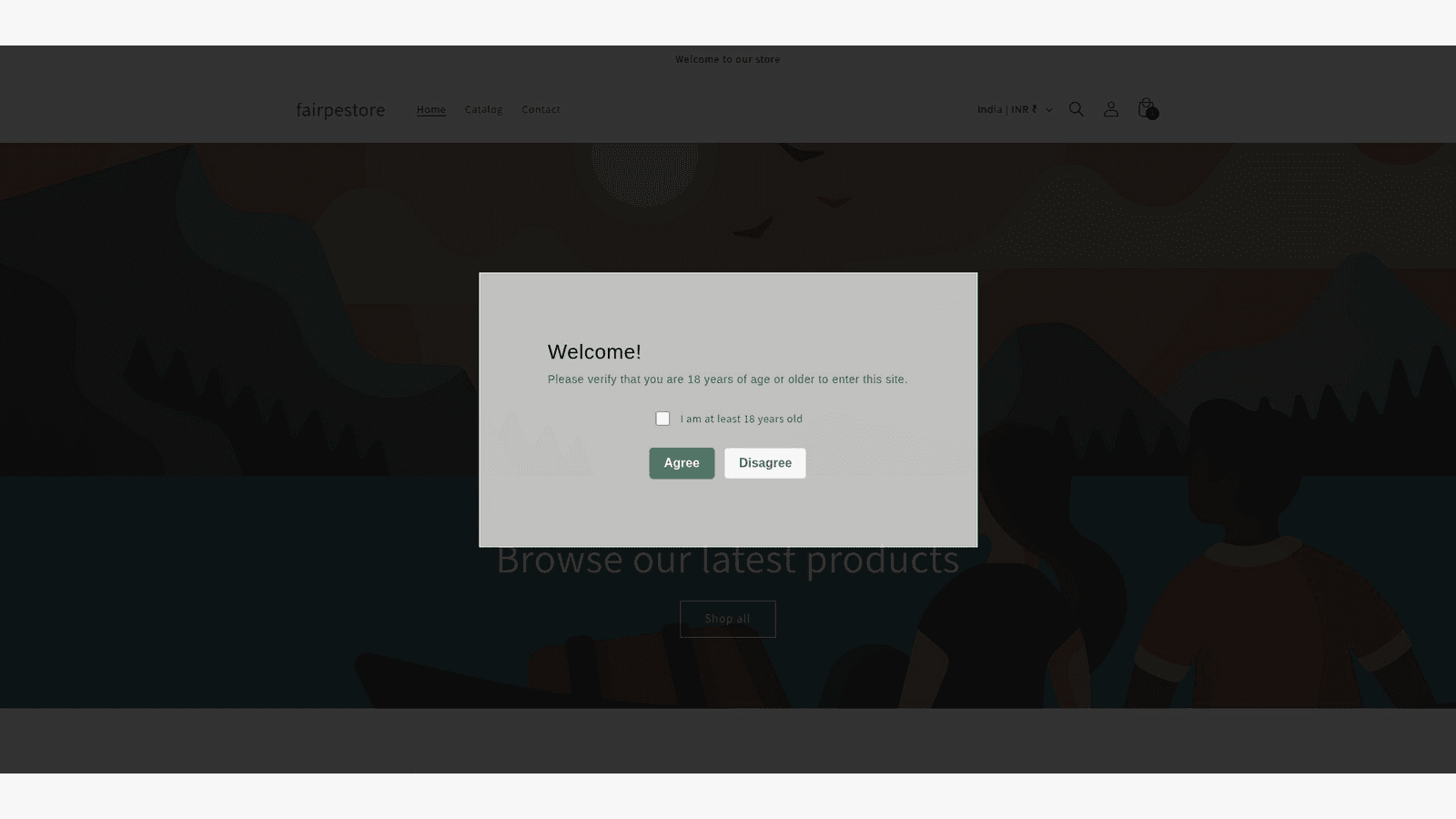 Live age verification popup blocking store access for visitors