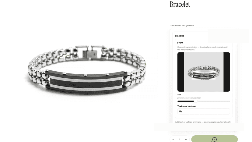 Shopper adds personalized text on product page