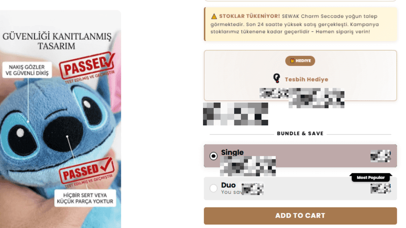 Product page showing a bundle with quantity discount