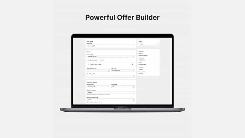 Auto add free gift offer builder for Shopify stores