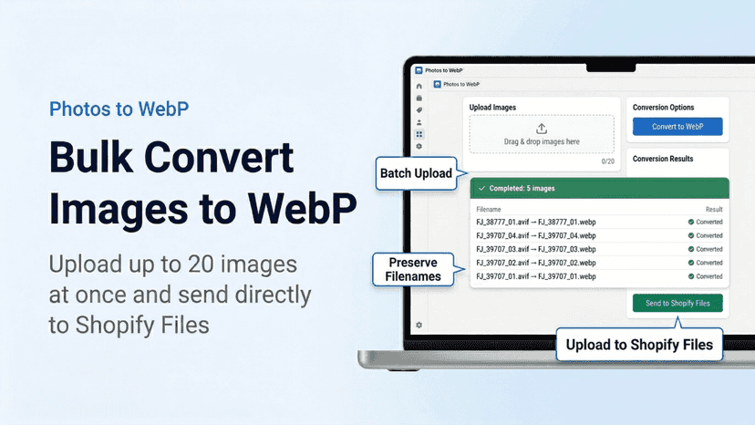 Feature image showing Photos to WebP converting multiple images