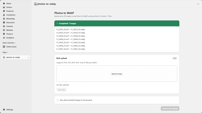 Complete images conversion