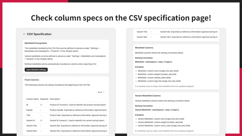 Check column specs on the CSV specification page!