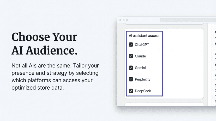 Select which AI models can access your optimized store data