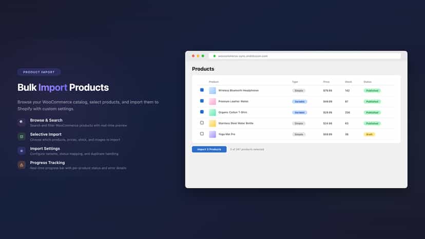 WooCommerce product list ready for Shopify import