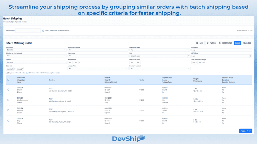 Streamline your shipping process with batch shipping.