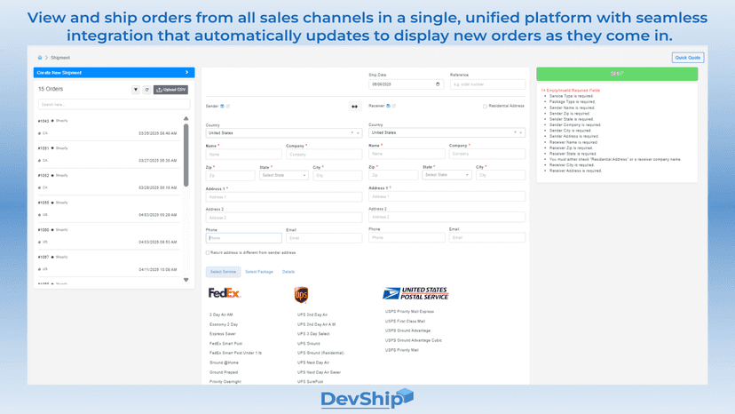 View & ship orders from all sales channels in a single platform.