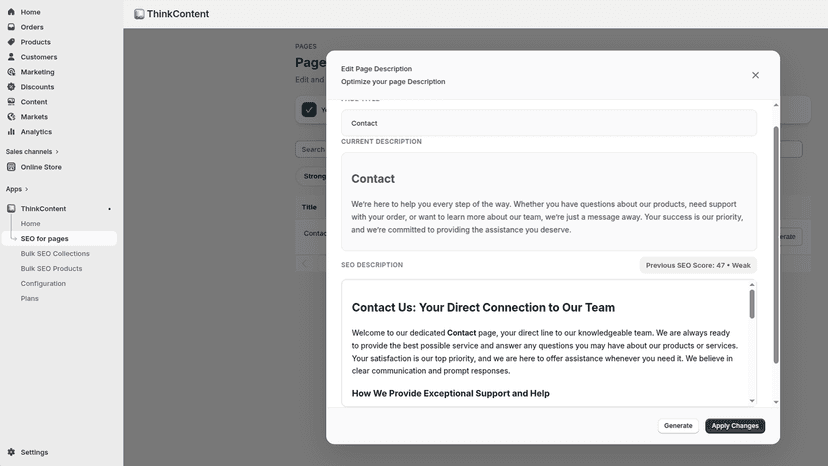 Generate Page Description