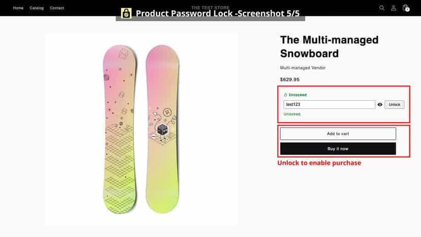 Unlocking a product by entering the correct password