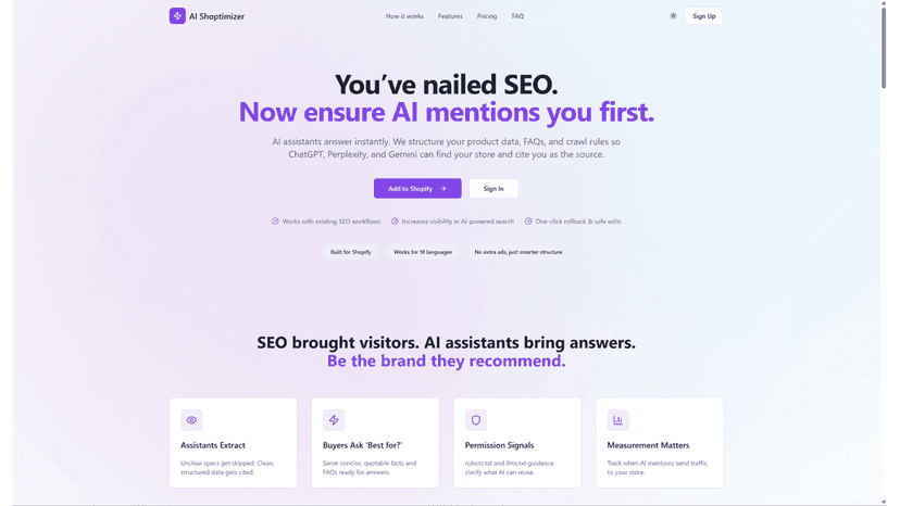 AI Shoptimizer AI Search Optimization tool for webshops