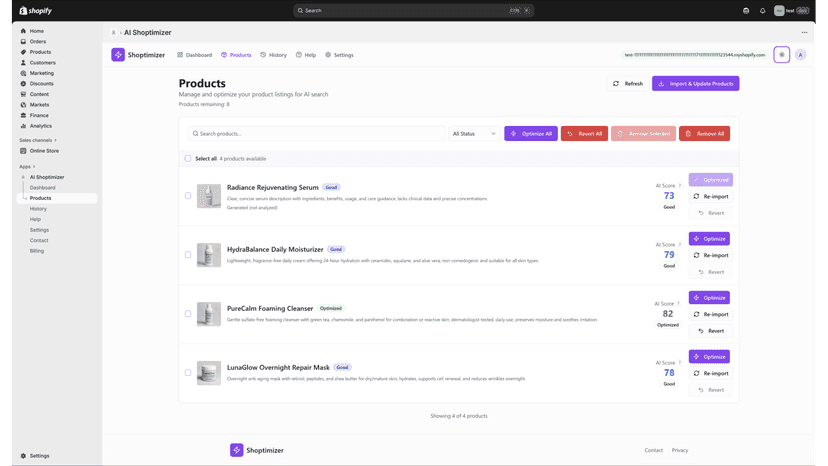 Manage and monitor all your products AI Search from one place