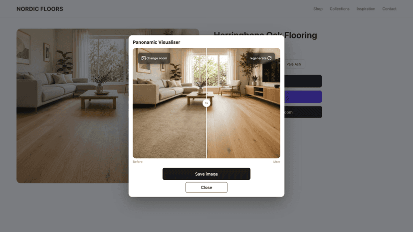 Preview flooring options in your own room before you buy.
