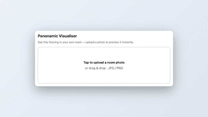 Upload a room photo to preview flooring in the visualiser.