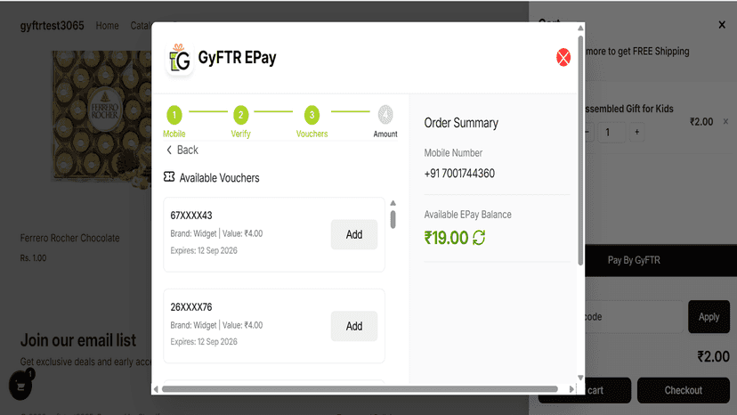 Add gift vouchers to GyFTR balance