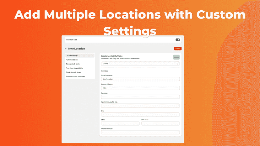 Multiple locations with advanced settings