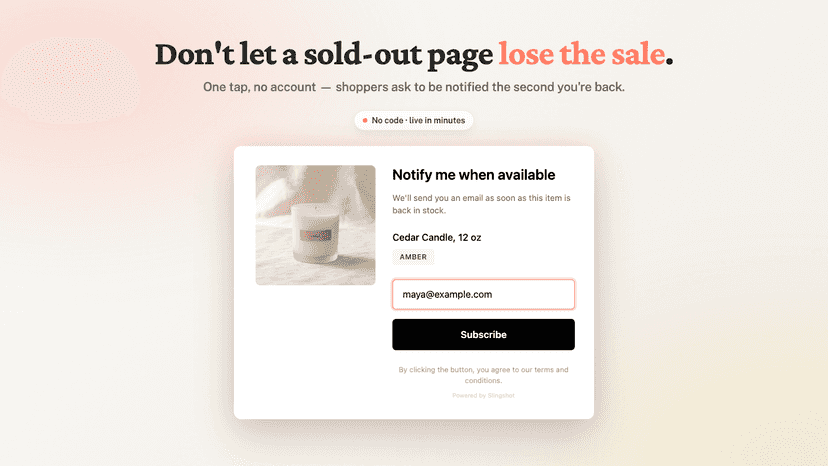 Let users subscribe to back in stock notifications