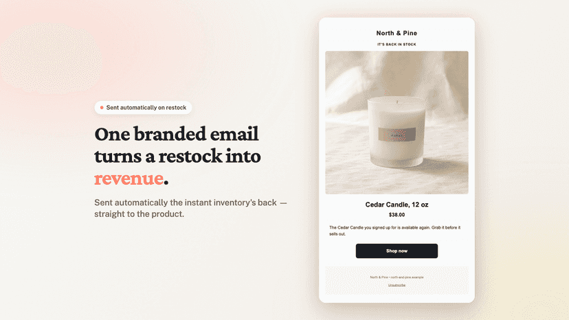 Notify customers the product is available