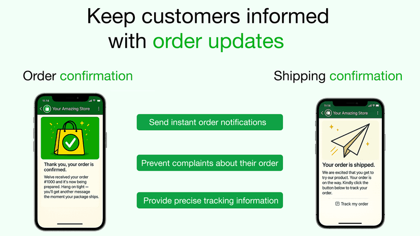 Send order updates and keep the customer updated