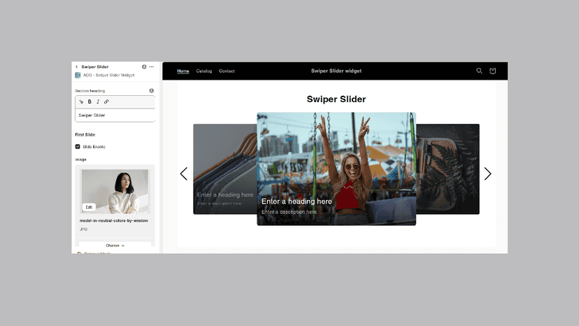 Swiper Slider Customize section