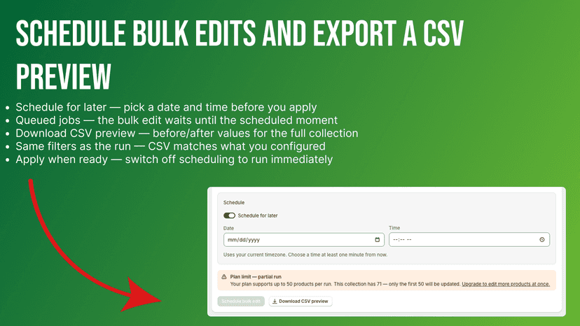 bulkify Schedule functionality