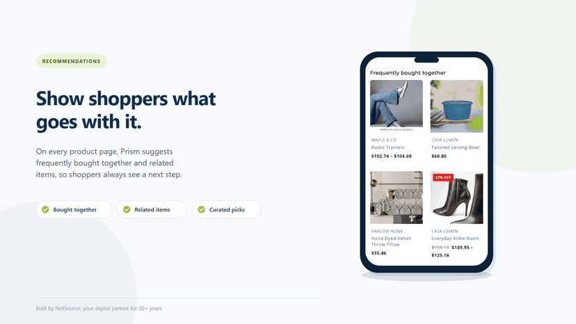 Mobile product page with frequently-bought-together picks