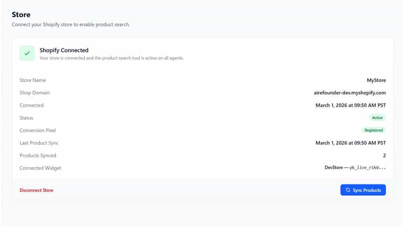 Connect Shopify store