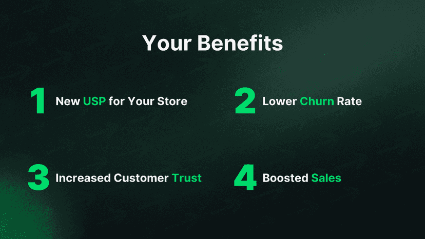 New USP, lower churn rate, increase customer trust & boost sales