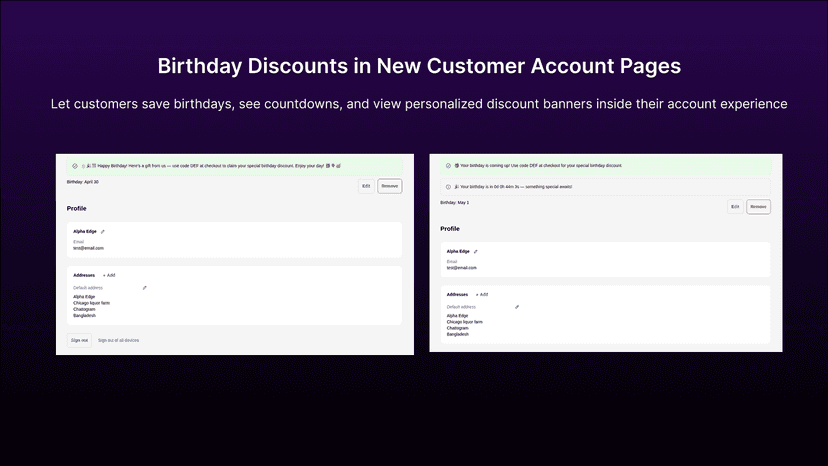 Hurrah Birthday Discount: Birthday Discount in new customer page