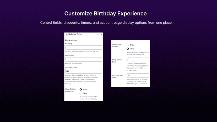 Hurrah: Birthday Discount - Advanced Settings